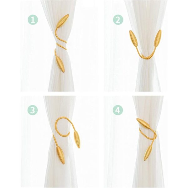 2-Pack Curtain Holdbacks Curtains Tiebacks Home Decorative Window Drape Twist TieBacks Random Modelling Curtain Holdbacks (Gold) - Image 2