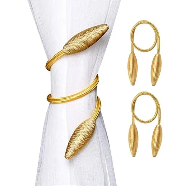 2-Pack Curtain Holdbacks Curtains Tiebacks Home Decorative Window Drape Twist TieBacks Random Modelling Curtain Holdbacks (Gold)