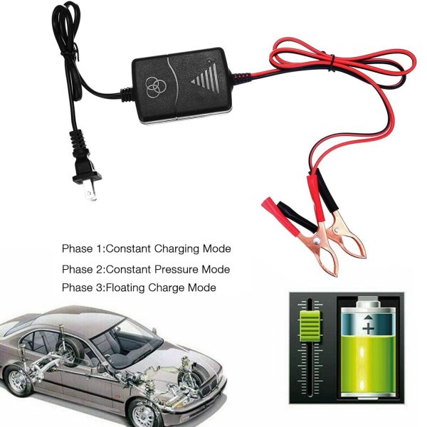 Car Battery Charger 12V Automatic Smart Battery Charger Maintainer Trickle Charger for Boats Motorcycles ATVs Riding Mowers & Car Truck SUV RV with Smart 3 Stage Charging & Power Indicator, Red - Image 2