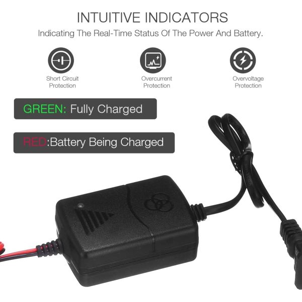Car Battery Charger 12V Automatic Smart Battery Charger Maintainer Trickle Charger for Boats Motorcycles ATVs Riding Mowers & Car Truck SUV RV with Smart 3 Stage Charging & Power Indicator, Red - Image 3