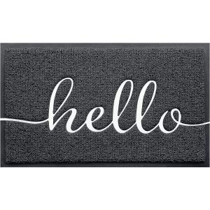 Door Mat (30"x17.5",Black), Welcome Mat Low Profile Floor Mat Front Doormat Non Slip Mats for Entryway, Patio, High Traffic Areas