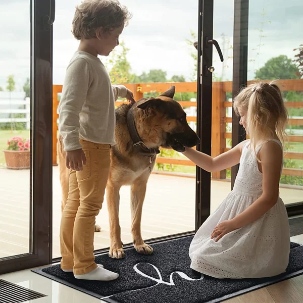 Door Mat (30"x17.5",Black), Welcome Mat Low Profile Floor Mat Front Doormat Non Slip Mats for Entryway, Patio, High Traffic Areas - Image 4
