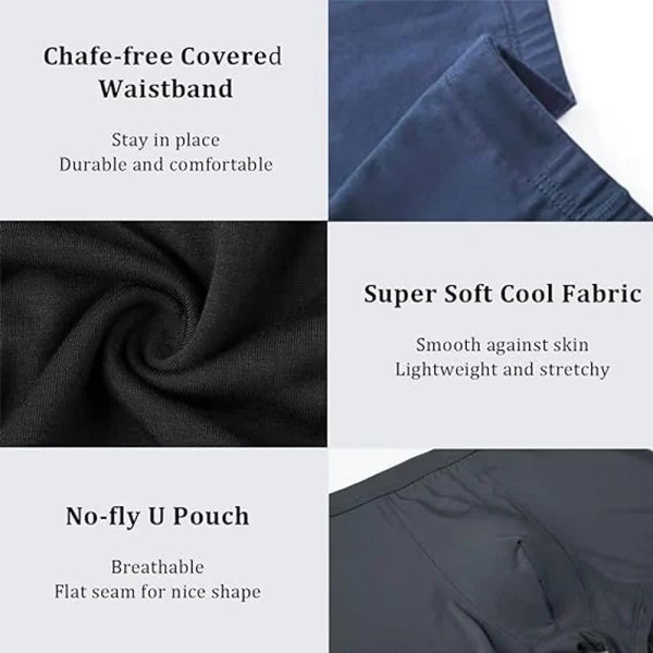 Mens Trunks Underwear,Men's Breathable Modal Microfiber Trunks Underwear Covered Band Multipack - Image 3