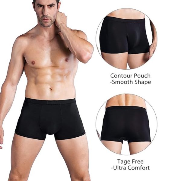 Mens Trunks Underwear,Men's Breathable Modal Microfiber Trunks Underwear Covered Band Multipack - Image 4