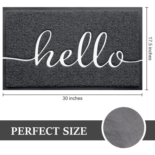 Door Mat (30"x17.5",Black), Welcome Mat Low Profile Floor Mat Front Doormat Non Slip Mats for Entryway, Patio, High Traffic Areas - Image 3